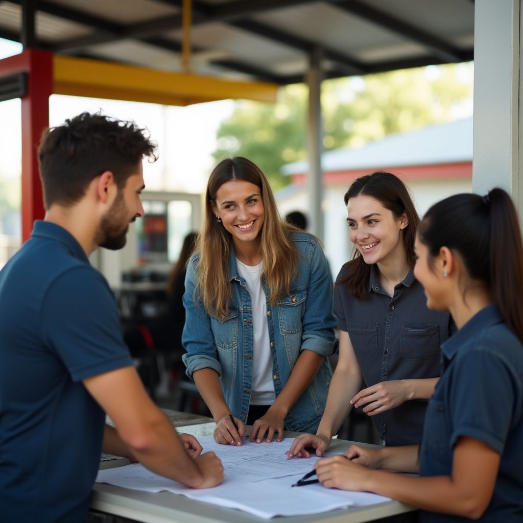 Estudiantes en curso de estaciones de servicio